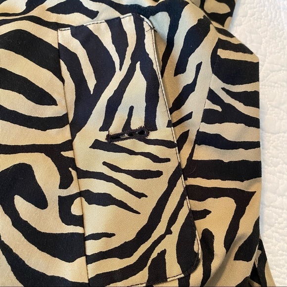 Dana Buchman Double Breasted Animal Print Tan Black Trench Coat - M - Picture 9 of 16